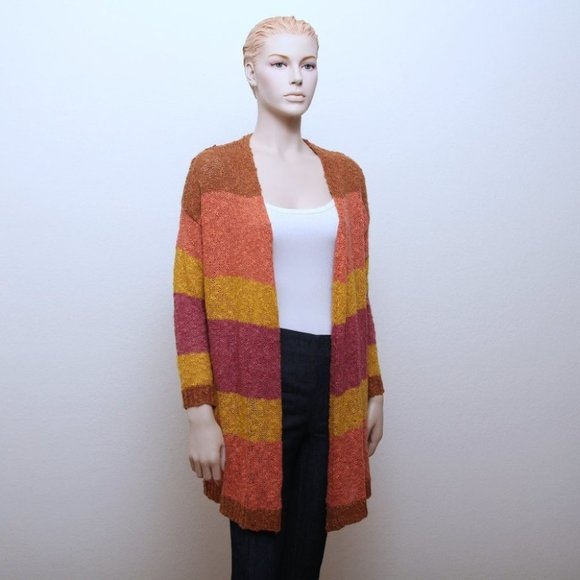 Dreamers Color Block Open Knit Cardigan Multicolors Women Size S - Picture 1 of 7